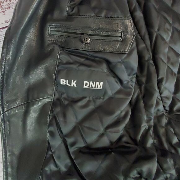 BLK DNM Black Leather Moto Biker Jacket Women's M Zip Bomber Coat Buckle Belted - Picture 9 of 16